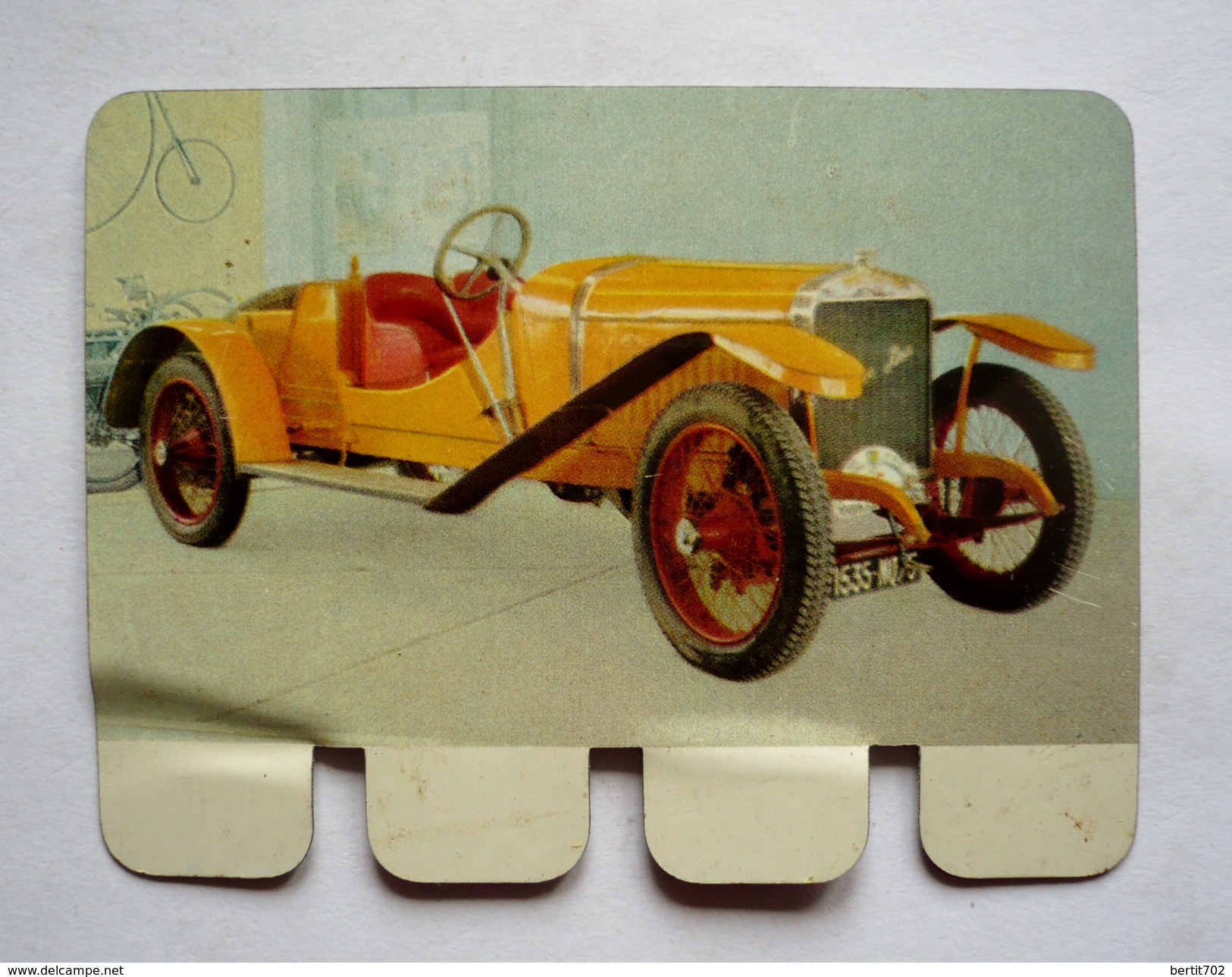 Plaquette Tôle Publicité COOP - " L'auto à Travers Les âges" - HISPANO-SUIZA 1912 - 80 X 60 Mm - Plaques En Tôle (après 1960)