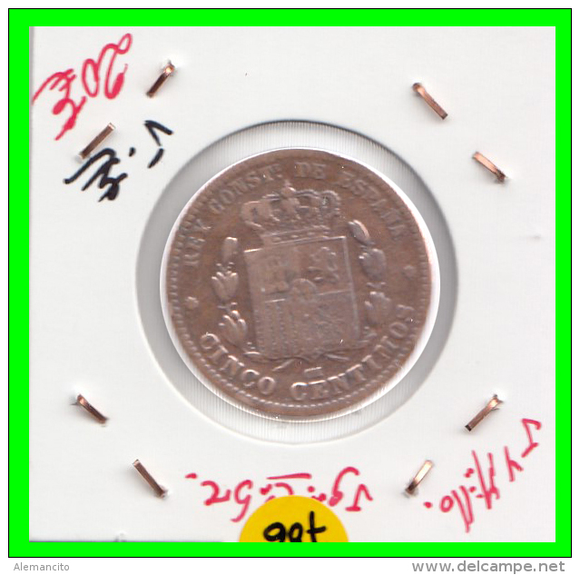 ESPAÑA  MONEDA DE  5 CENTIMOS - AÑO 1877 -  ALFONSO XII -  Monnaies De Nécessité