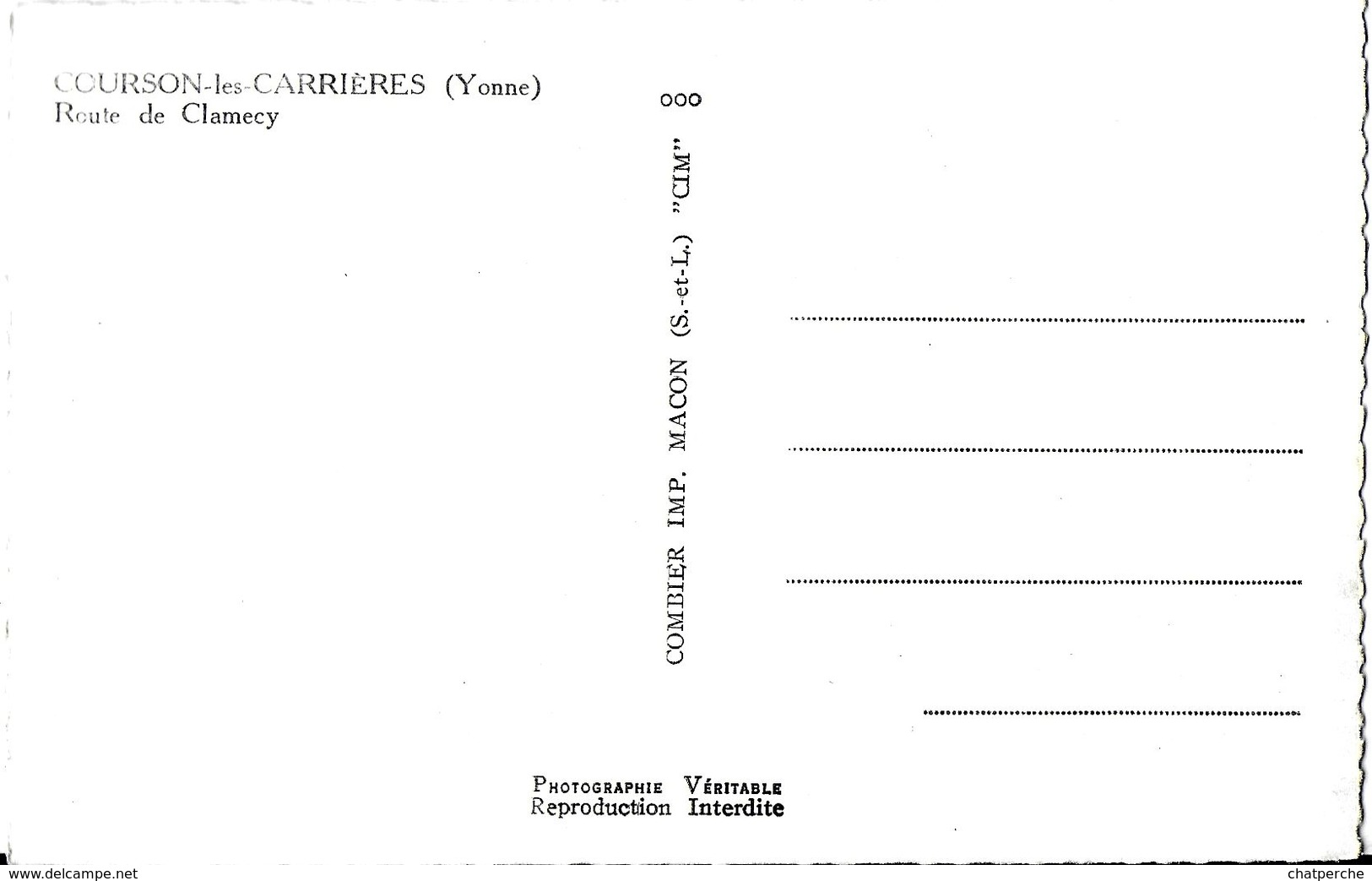 COURSON-LES-CARRIÈRES 89 YONNE ROUTE DE CLAMECY  EDIT. CIM  PULICITE FORVIL - Courson-les-Carrières