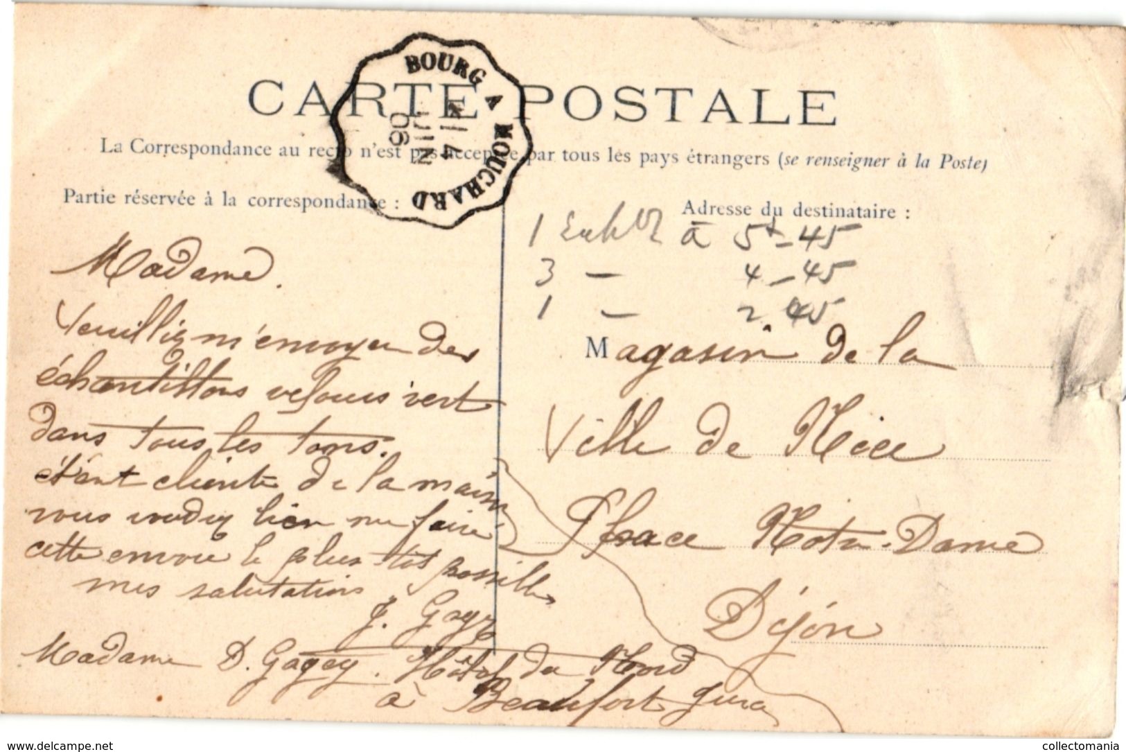 1 PCA  DEP 39 JURA  Route De Lyon  Anno 1905 - Beaufort