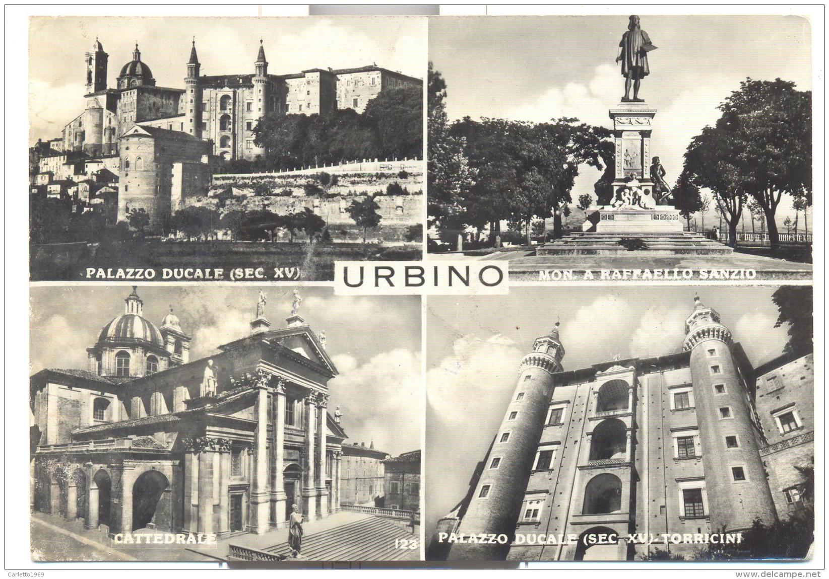 URBINO  4 VEDUTE  VIAGGIATA  FG - Urbino