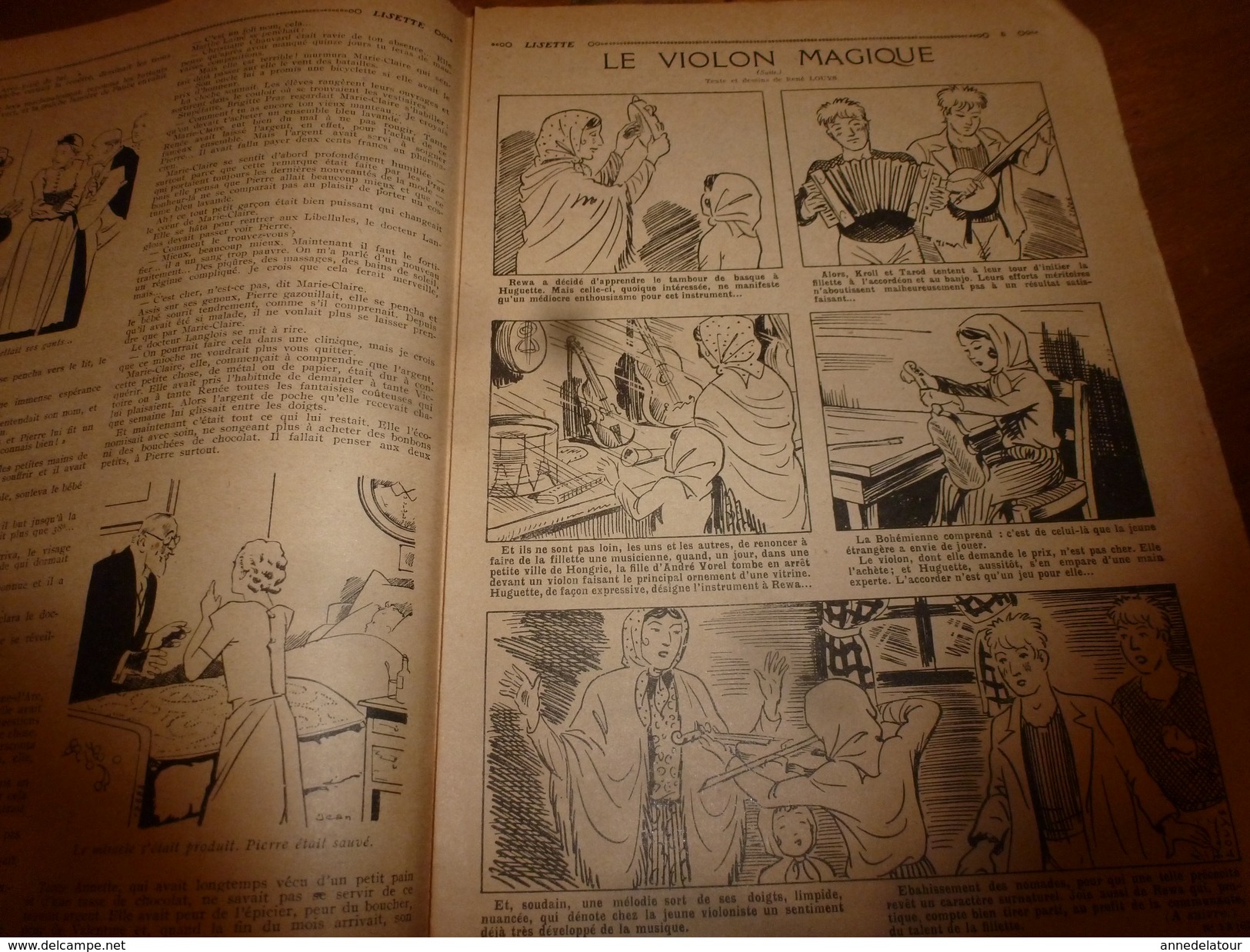 1937 LISETTE:Le Violon Magique D'Huguette Vorel (texte Et Dessins René Louys);Costume Bordeaux Pour 9 Ans En Laine;etc - Lisette