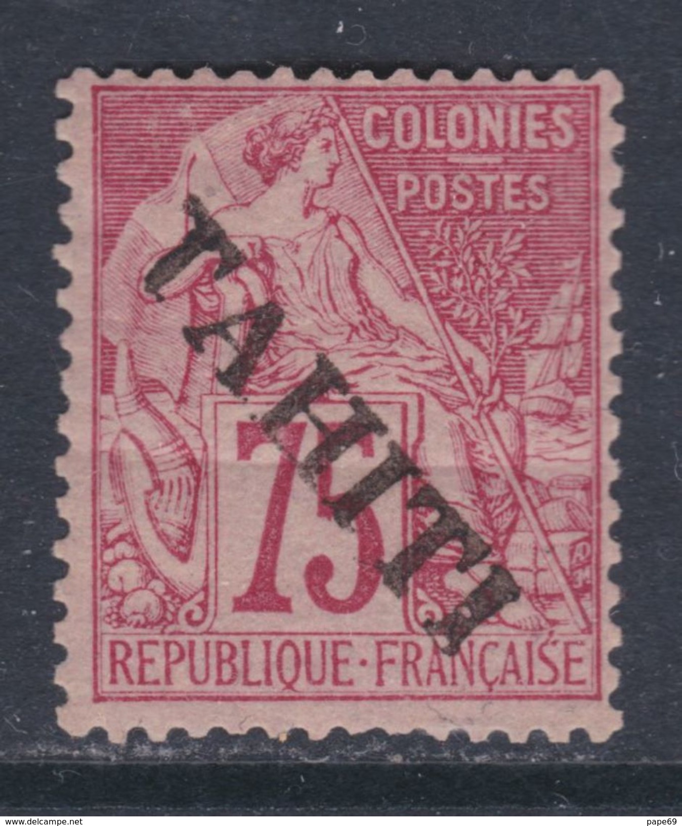 Tahiti N° 17a X Timbre Des Colonies Françaises Surchargé : 75 C. Rose Variété Surcharge Renversée, Trace De Ch. Sinon TB - Nuovi