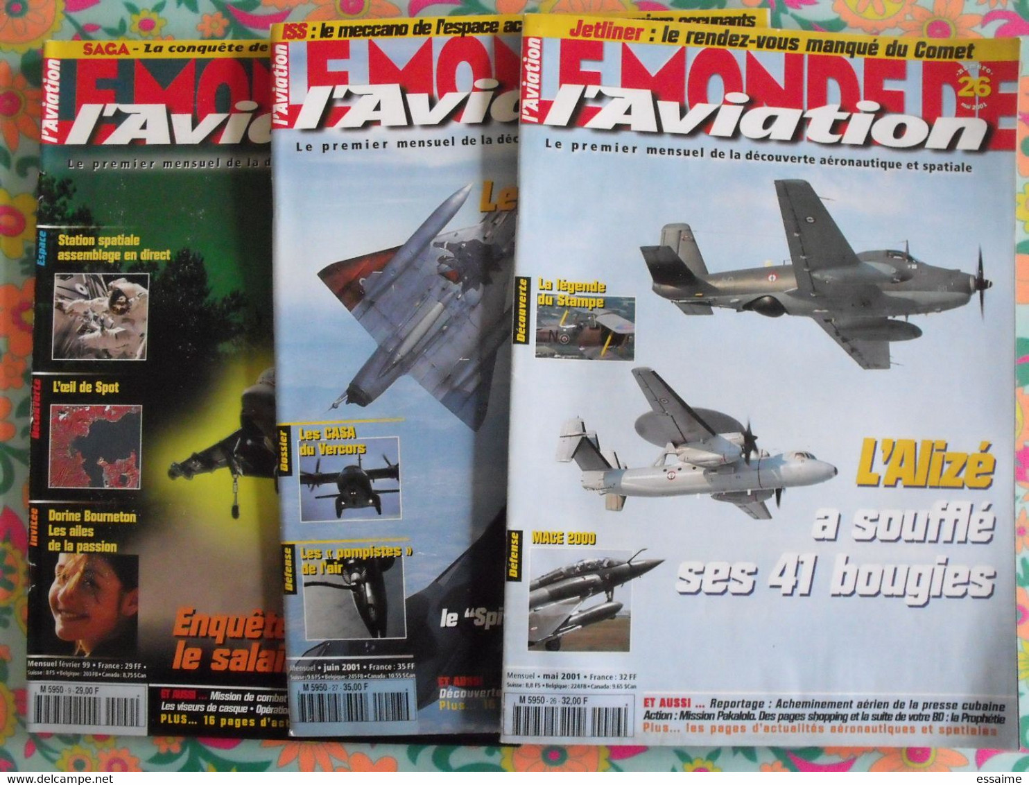 3 Revues Le Monde De L'Aviation N° 9, 26, 27 (1999, 2001). Harrier, Le Bourget 2001 Mirage III Alizé - Luftfahrt & Flugwesen