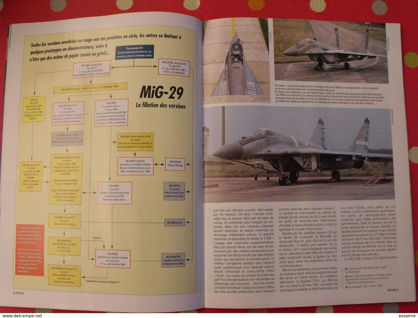 4 revues Air Fan. aéronautique militaire international. 1999, 2001.posters avions de combat  mig mirage rafale F15 Su-27