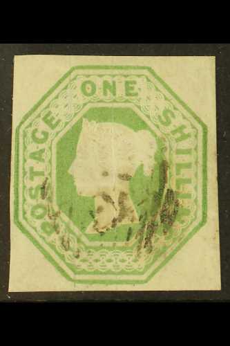 1847-54 1s Pale Green, SG 54, Very Lightly Used Cut Square With 4 Good Margins, A Beautiful Example. For More Images, Pl - Autres & Non Classés
