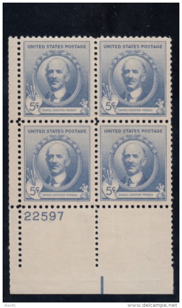 Sc#884-885-886-887 1-, 2-, 3-, 5-cent Painters Famous Americans Issue, Plate # Block of 4 MNH Stamps