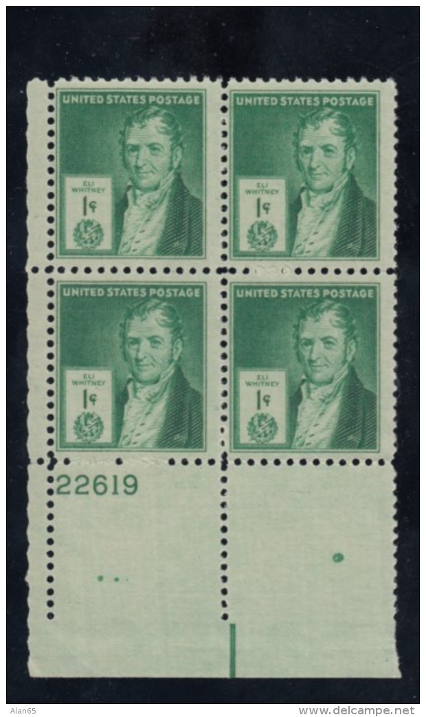 Sc#889-890-891-892 1-, 2-, 3-, 5-cent Inventors Famous Americans Issue, Plate # Block Of 4 MNH Stamps - Plaatnummers