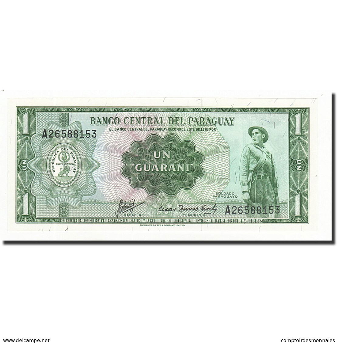 Billet, Paraguay, 1 Guarani, L1952, KM:193b, NEUF - Paraguay