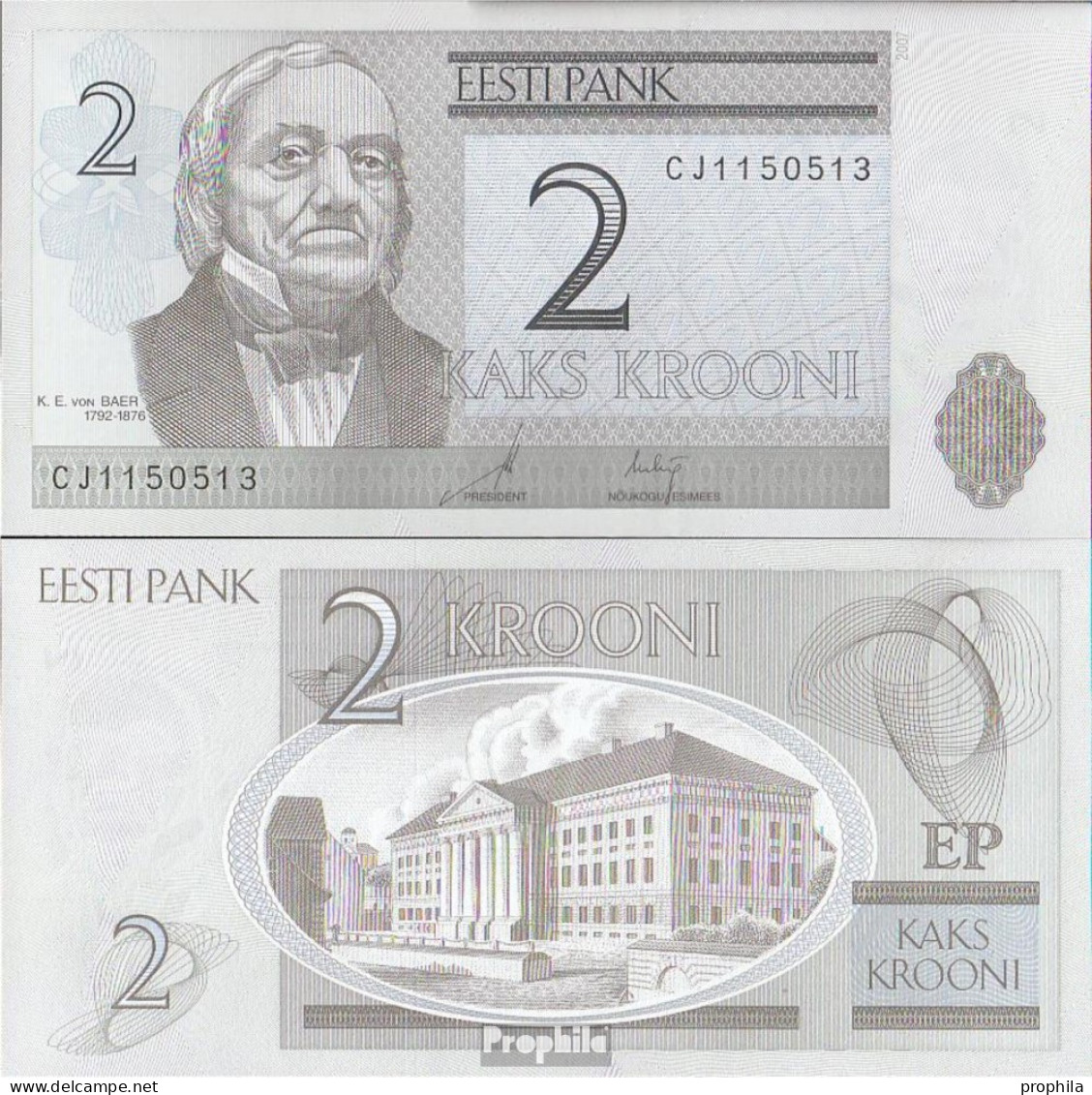 Estland Pick-Nr: 85b Bankfrisch 2007 2 Krooni - Estonie