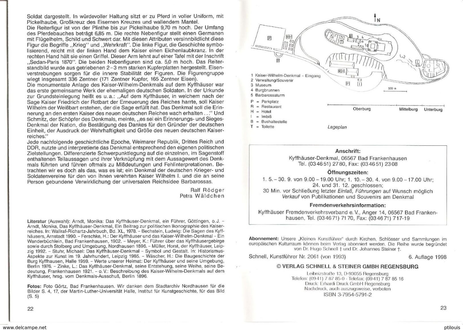 KYFFHÄUSER Burg Und Denkmal - LIVRET EN ALLEMAND - 24 Pages - Format 17 X 12 - (1996 Ou 1998) - Thuringen