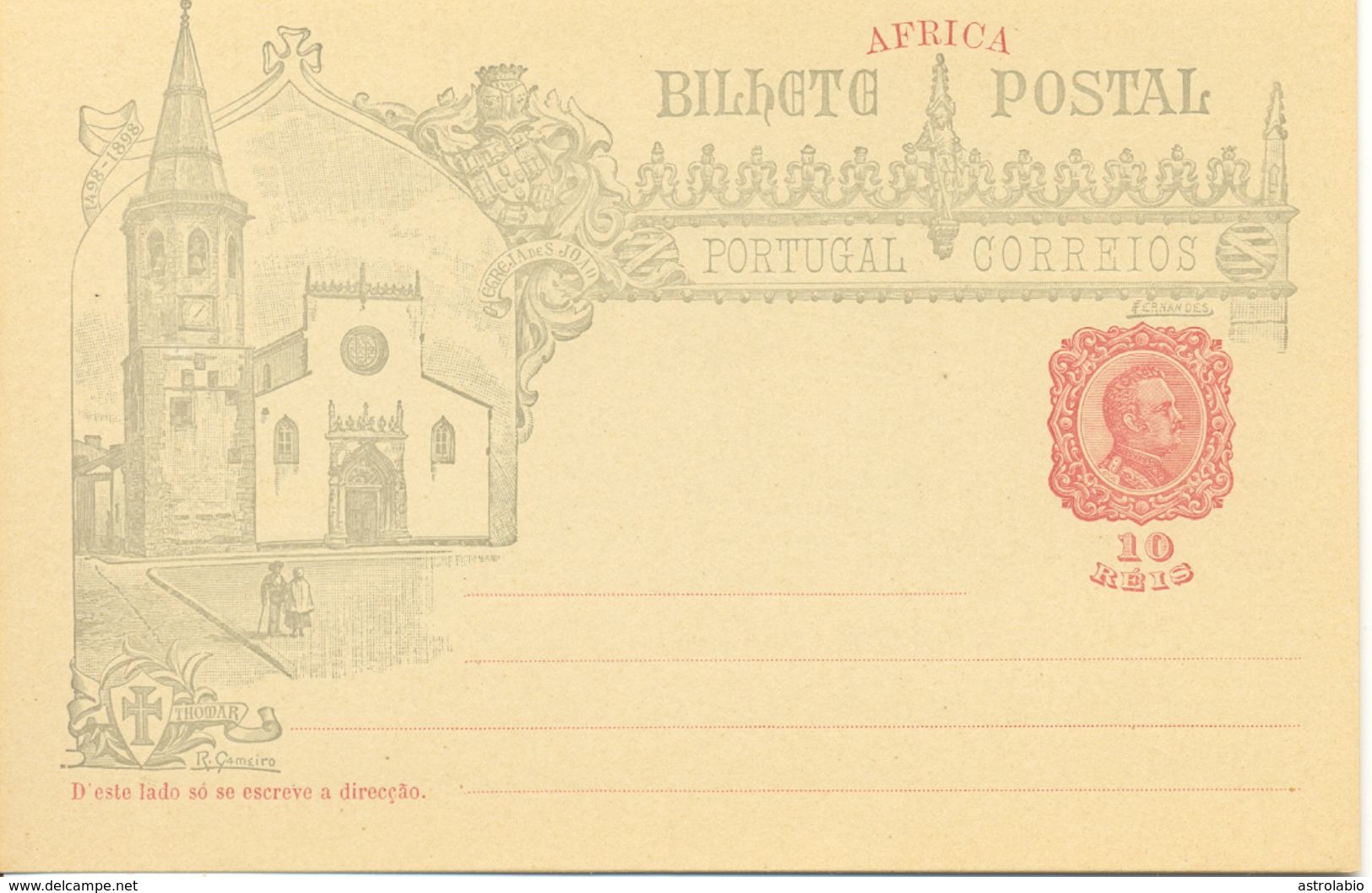 1898 L'horloge De Thomar Portugal Africa Entier Postal, Stationnery - Afrique Portugaise