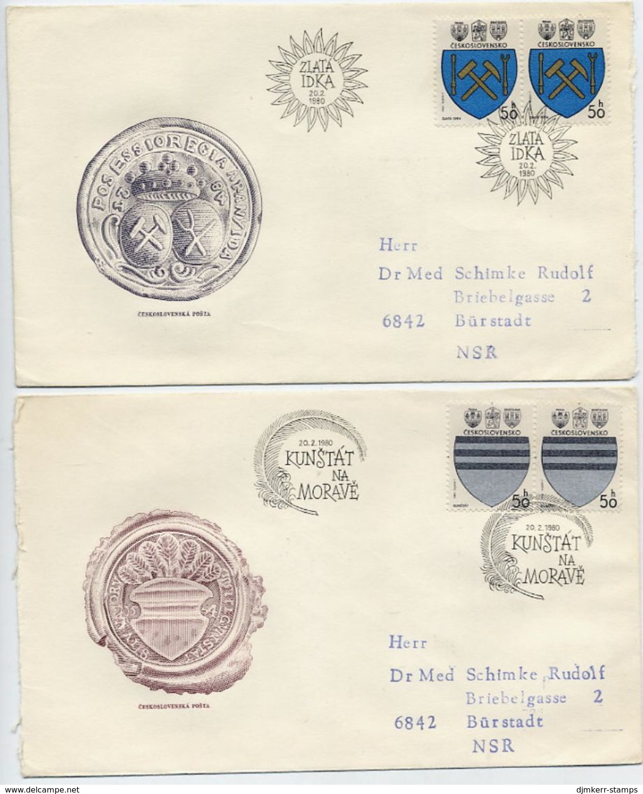 CZECHOSLOVAKIA 1980 Town Arms On 4 FDCs.  Michel 2552-55 - FDC