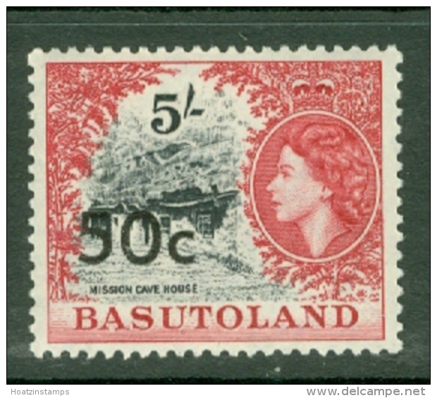 Basutoland: 1961   QE II - Pictorial - Surcharge   SG67   50c On 5/-  [Type I] MH - 1933-1964 Colonia Británica