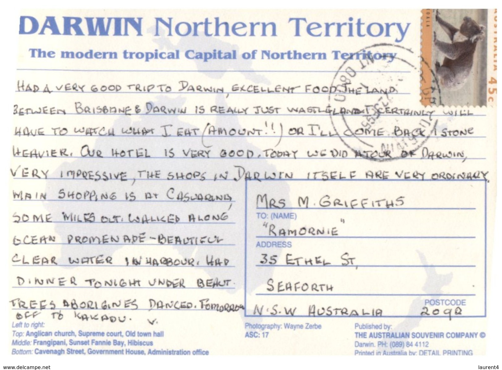 (615) Australia - With Stamp At Back - NT - Darwin - Darwin