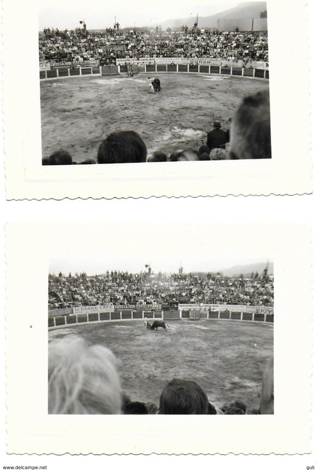 66 CERET  Lot De 2 Mini Photos Originales CORRIDA (Tauromachie Arènes) DURAN Restaurant Bar Cafés La Tour - Sport