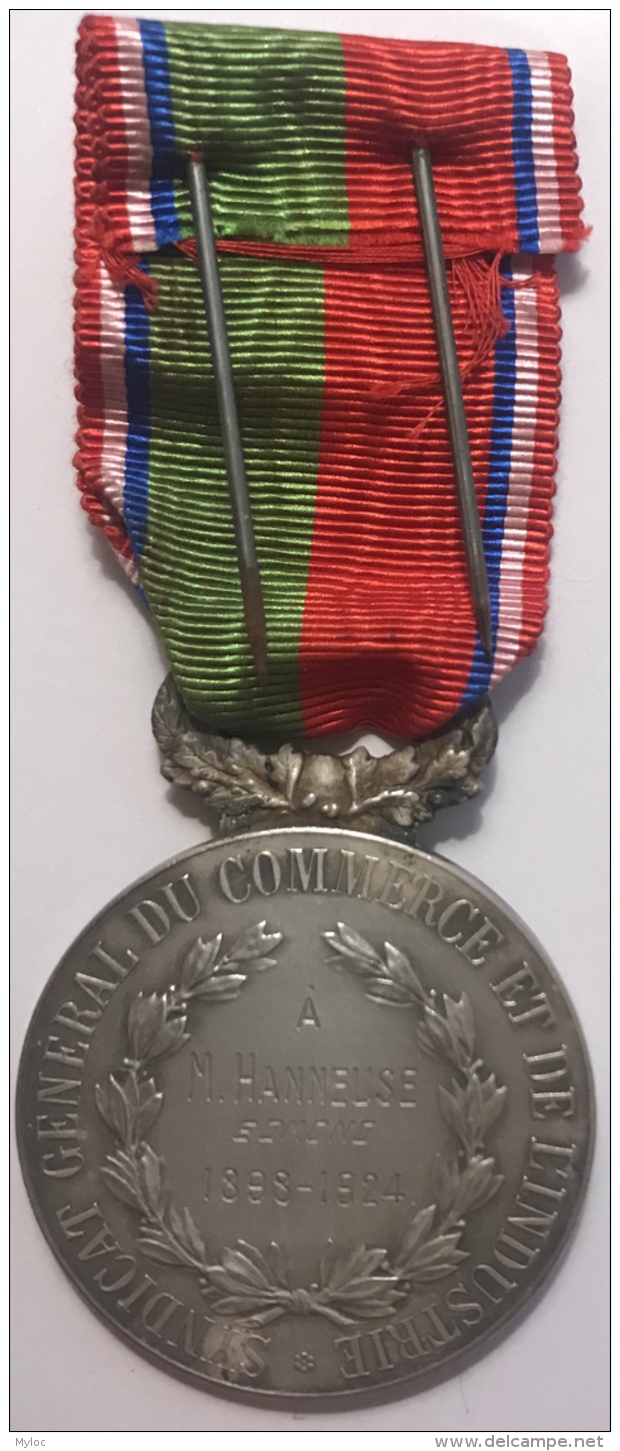 Medaille Civique. Honneur Au Travail. Syndicat Général Du Commerce Et De L'Industrie. 1898-1924 - Professionali / Di Società