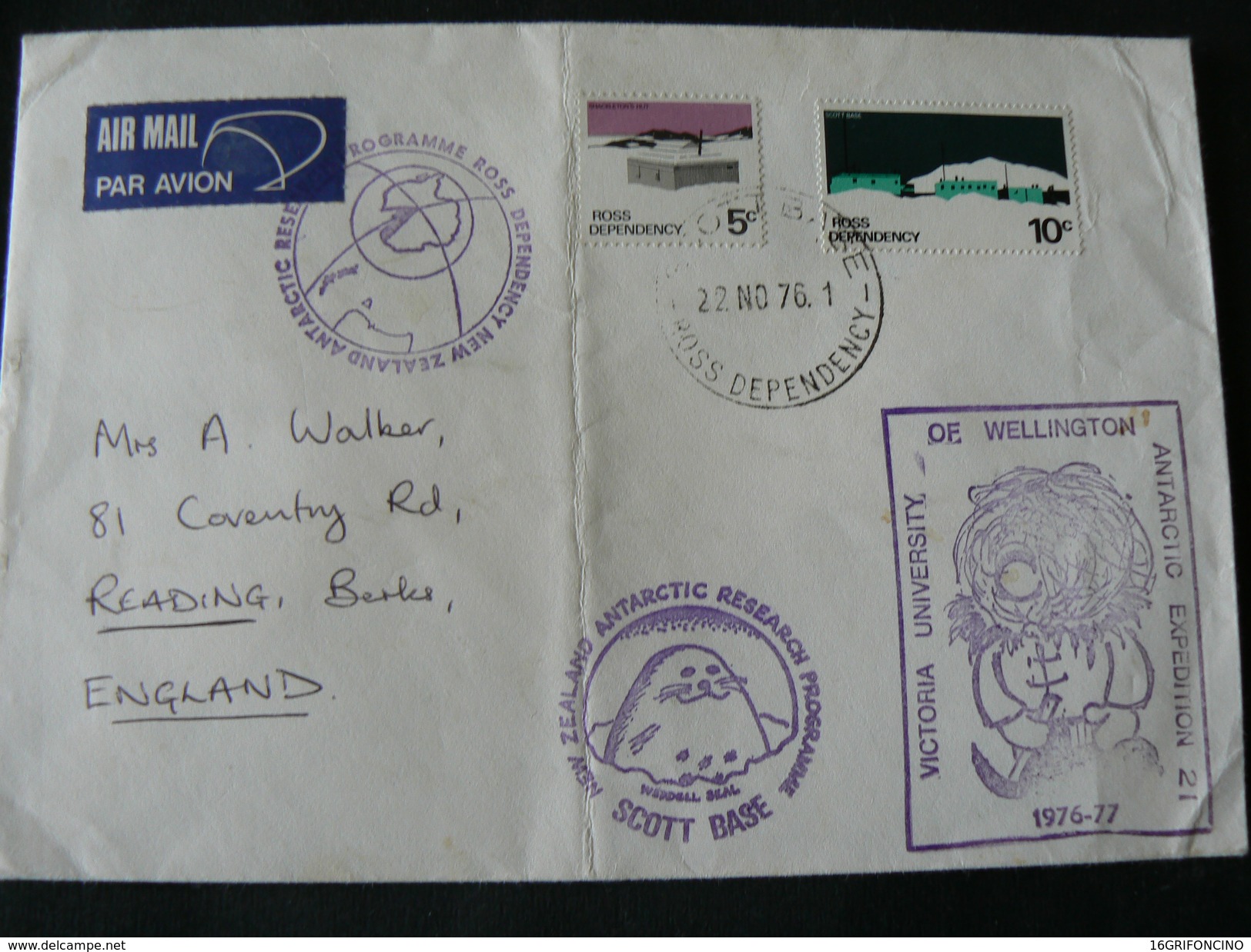 1976 BEAUTIFUL LETTER FROM "SCOTT BASE " TO ENGLAND.. WITH BEAUTIFUL STAMPS..//..BEI TIMBRI SU BASE SCOTT X  INGHILTERRA - Storia Postale