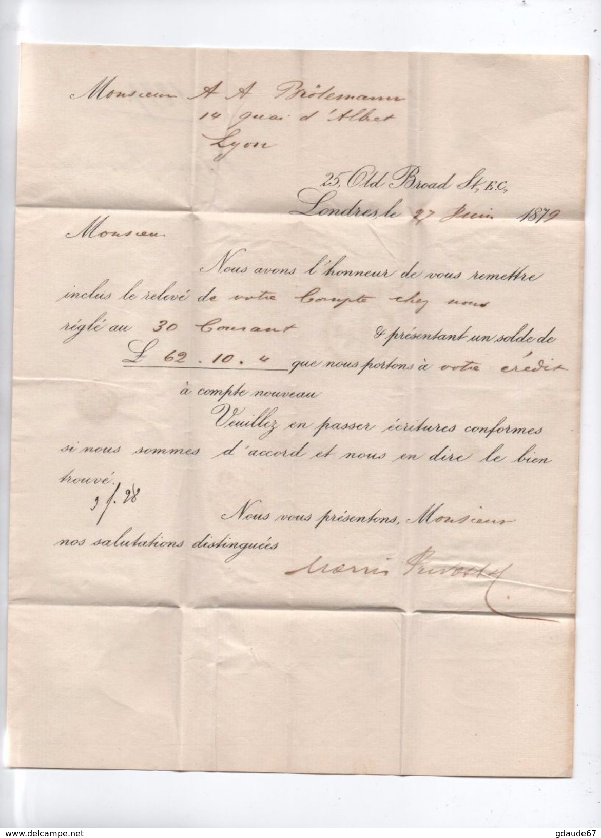 1866 - LETTRE De LONDON Pour LYON Avec CACHET ROUGE ANGL. AMB CAL. B - Covers & Documents