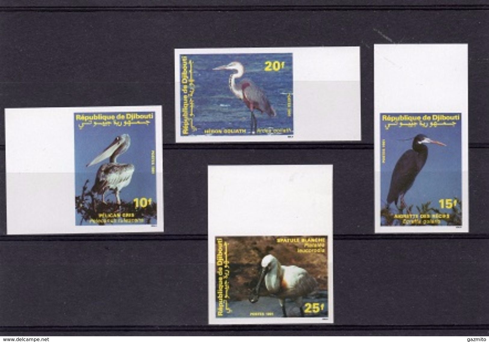 Djibouti 1991, Water Birds, 4val IMPERFORATED - Albatros