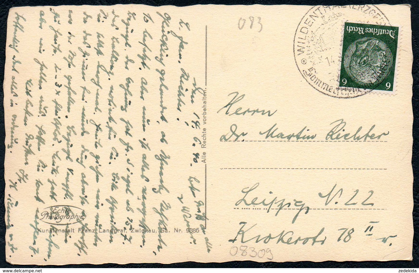 A9622 - Wildenthal Bei Eibenstock - Gel 1940 Sonderstempel - Landgraf - Eibenstock