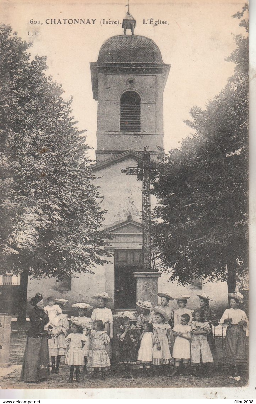 Châtonnay - L'Eglise - Carte Animée, Rare - Châtonnay