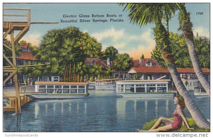 Florida Silver Springs Electric Glass Bottom Boats 1942 - Silver Springs