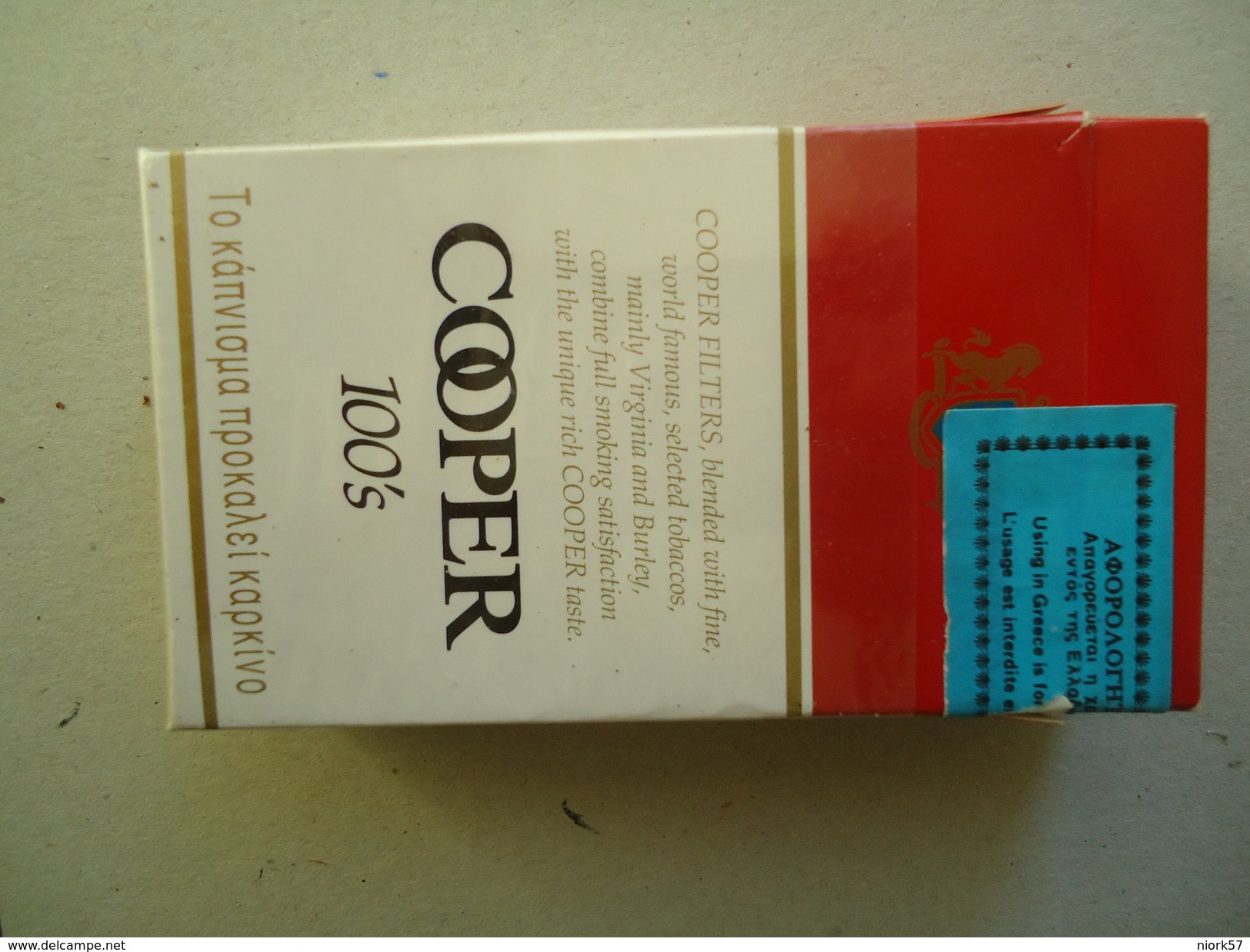 GREECE EMPTY TOBACCO BOXES IN DRACHMAS  COOPER 100S - Boites à Tabac Vides