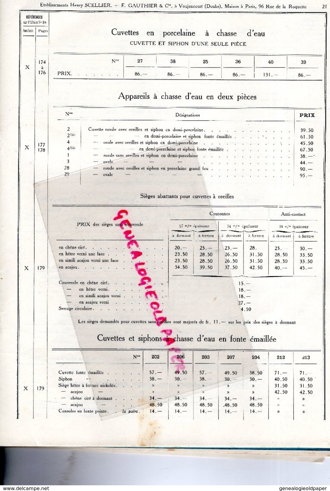 25- VOUJAUCOURT-MONTBELIARD- RARE CATALOGUE ETS. HENRY SCELLIER & E. GAUTHIER-FONDERIES EMAILLERIES-EMAIL-FONDERIE-1919 - Straßenhandel Und Kleingewerbe