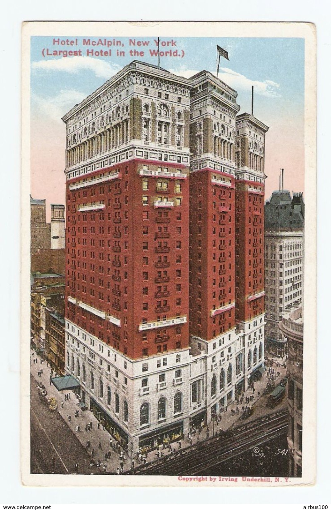 USA HOTEL Mc ALPIN NEW YORK LARGEST HOTEL IN THE WORLD - TOUR GRATTE CIEL - NON CIRCULÉE - 2 Scans - Cafés, Hôtels & Restaurants