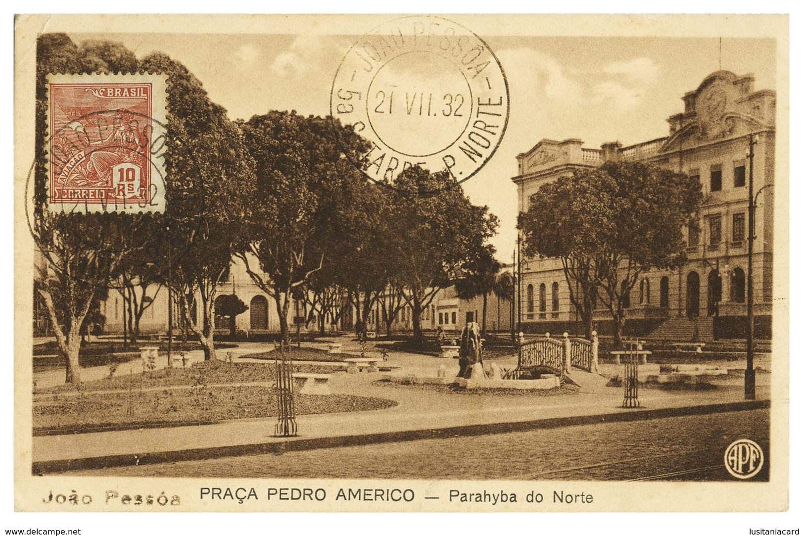 PARAÍBA - JOÃO PESSOA - Praça Pedro Americo - Parahyba Do Norte ( Ed. A. P. Figueiredo) Carte Postale - João Pessoa