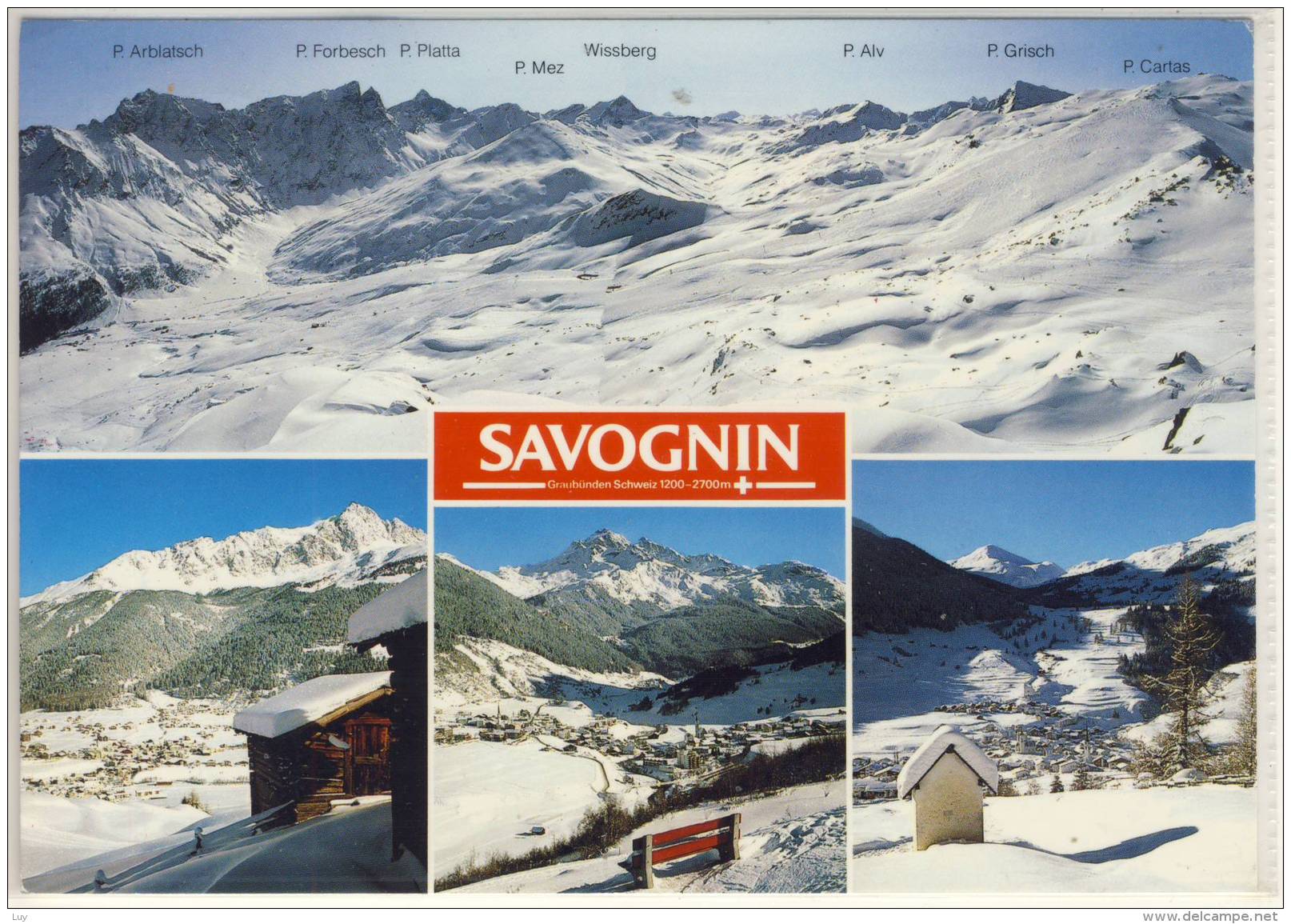 SAVOGNIN PANORAMA VOM PIZ MARTEGNAS SKIGEBIET VON RADONS SONDERMARKE NICE STAMP - Savognin