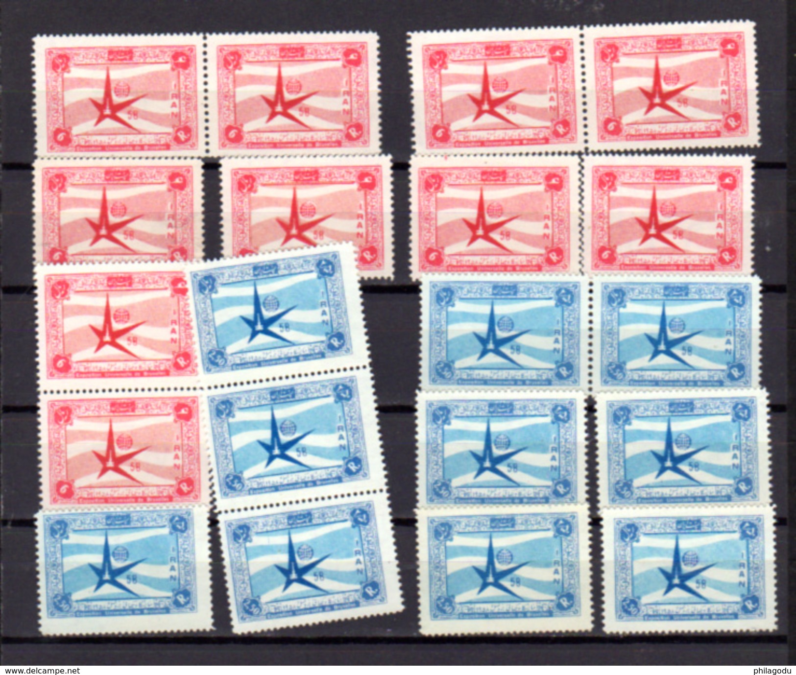 1958  Iran, 10 X  915 / 9167**, Cote 30 €, - 1958 – Brussel (België)