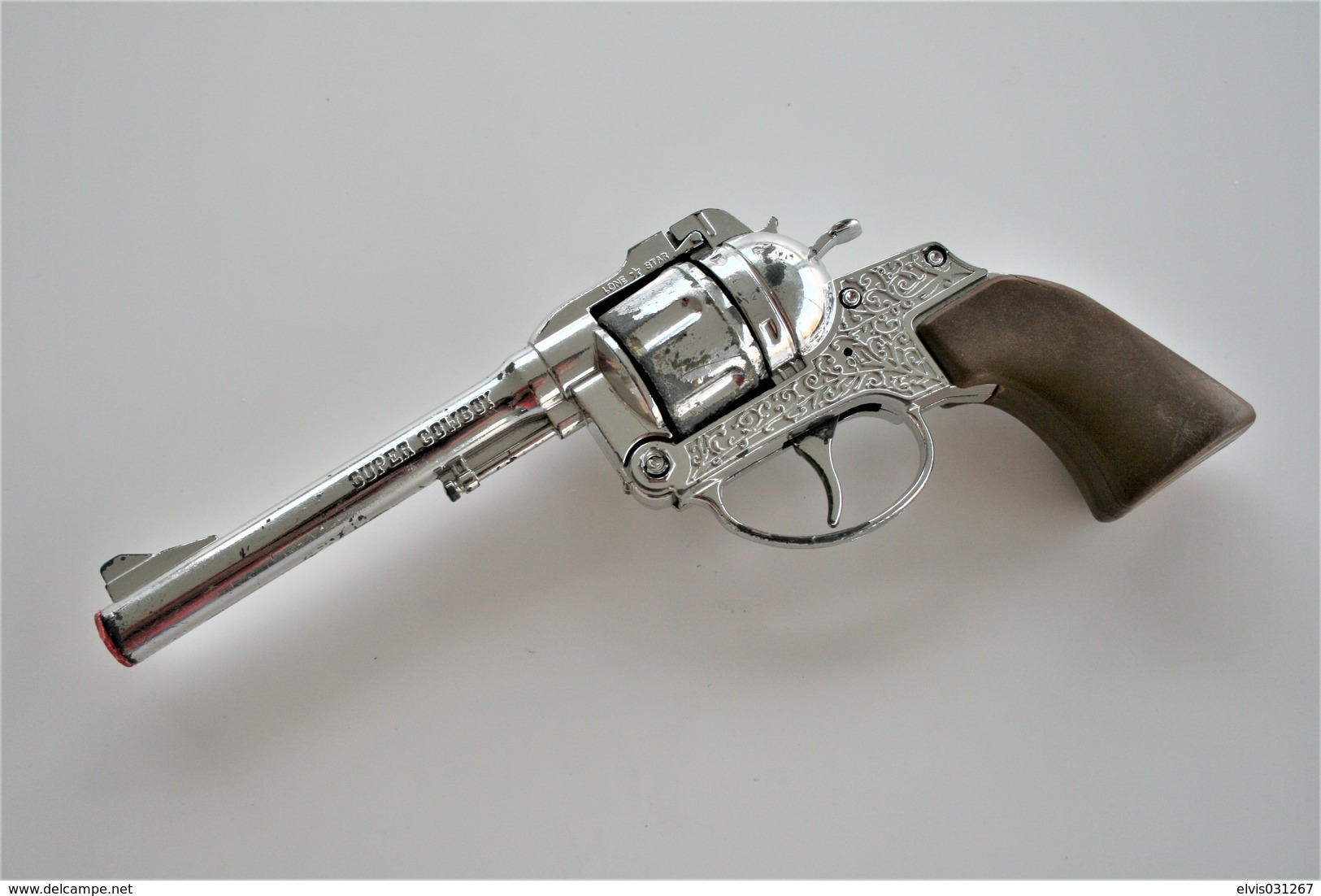 Vintage TOY GUN : LONE STAR SUPER COWBOY - L=16cm - 19??s - Keywords : Cap Gun - Cork Gun - Rifle - Revolver - Pistol - Sammlerwaffen