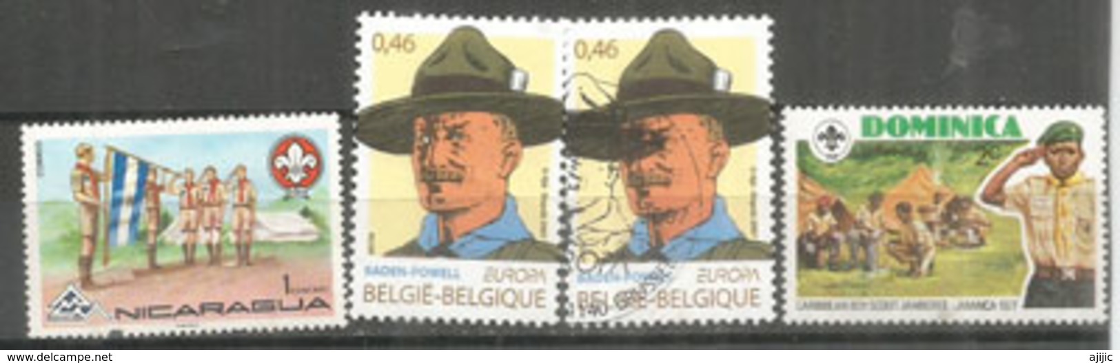 Lord Baden-Powell, Nicaragua & Dominica Jamboree. 4 Timbres Neufs ** Et Oblitéré - Oblitérés