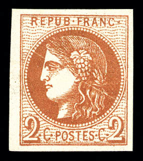 ** N°40B, 2c Brun-rouge Rep II, Fraîcheur Postale. SUP (certificat)   Qualité: ** - 1870 Ausgabe Bordeaux