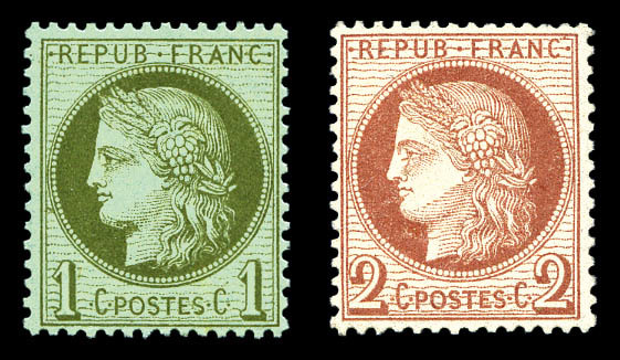 ** N°50/51, 1c Vert-olive Et 2c Rouge-brun, Les 2 Ex TB   Qualité: ** - 1871-1875 Ceres