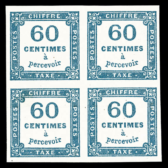 ** N°9, 60c Bleu En Bloc De Quatre, Fraîcheur Postale, SUP (certificat)   Qualité: ** - 1859-1959 Gebraucht