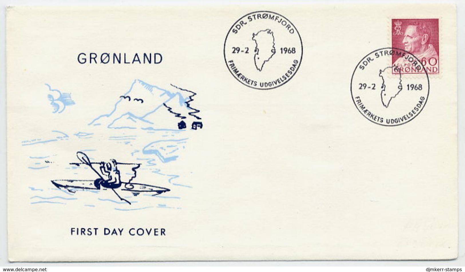 GREENLAND 1968 King Frederik IX Definitive 60 Øre On FDC. Michel 69 - FDC