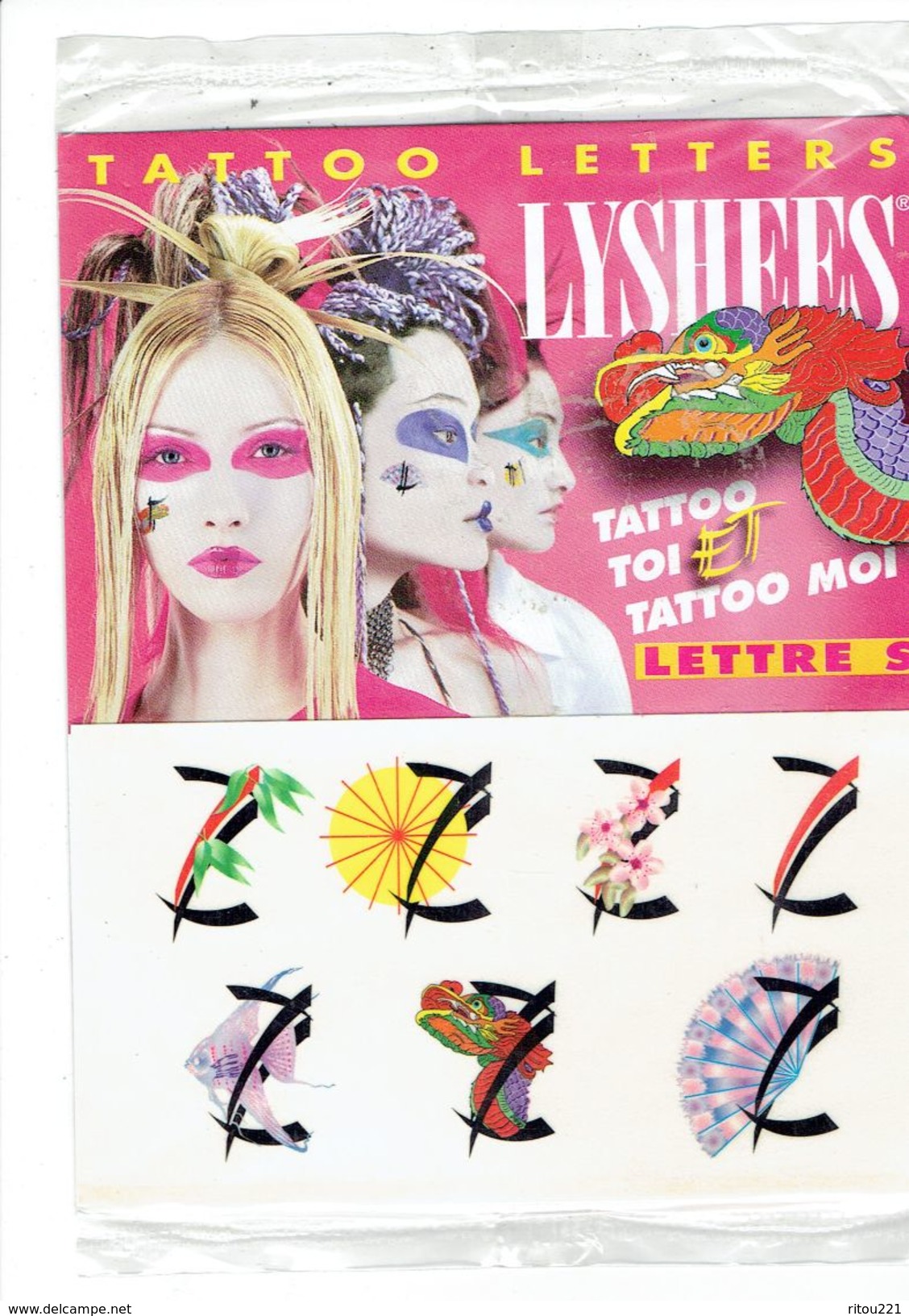 TATTOO LETTERS - LYSHEES - Initiale  Lettre Alphabet "S" - éventail - Thème Mode Coiffure Maquillage Tatouage - Accessories