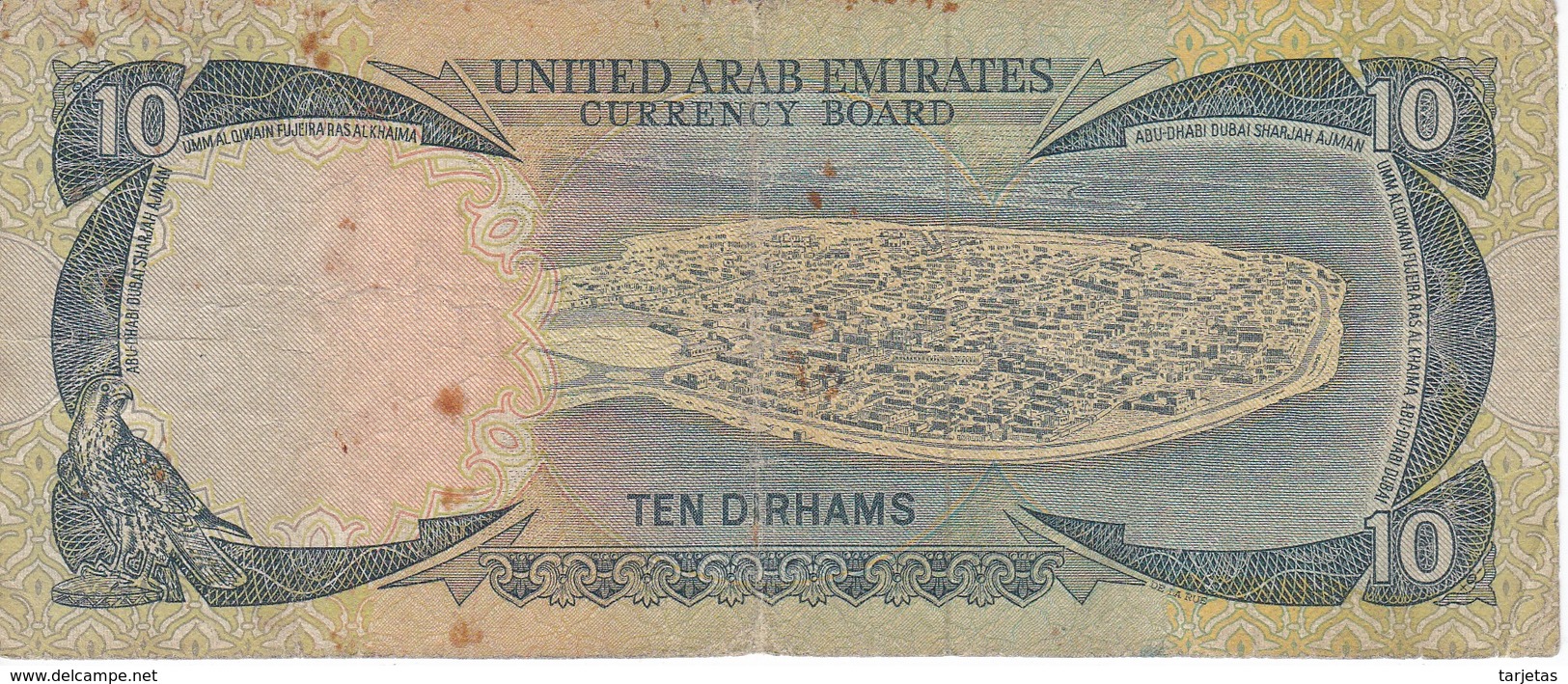 BILLETE DE EMIRATOS ARABES DE 10 DIRHAMS DEL AÑO 1973  (BANKNOTE) - Ver. Arab. Emirate