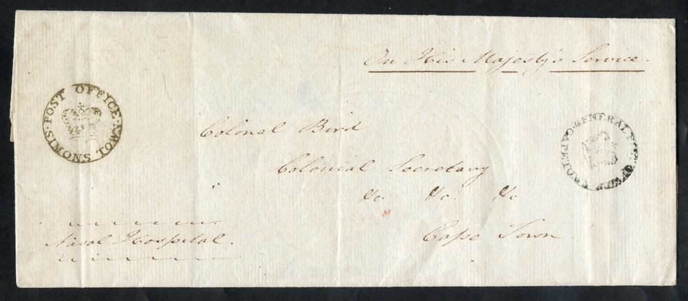 1830 On His Majesty's Service Outer Letter Sheet To Colonel Bird, Colonial Secretary, Cape Town, Endorsed At The Lower L - Sonstige & Ohne Zuordnung