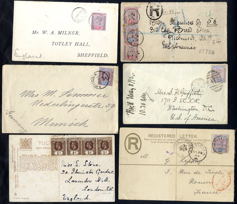 1892-1950 Covers Or Cards (12) All With Leeward Island Stamps, Cancelled In Antigua (6), Dominica, Montserrat, Nevis, St - Sonstige & Ohne Zuordnung