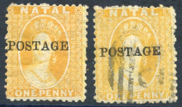 1876 1d Yellow, M Large Part O.g But With Small Hinge Remainder, Plus A Used Example, SG.82. - Sonstige & Ohne Zuordnung