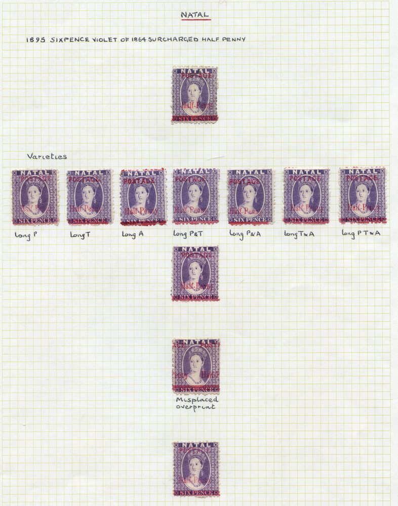 1895 Halfpenny On 6d Violet (a Study) SG.114, Mounted On Two Pages Showing A Number Of The Listed Varieties. All Barring - Sonstige & Ohne Zuordnung