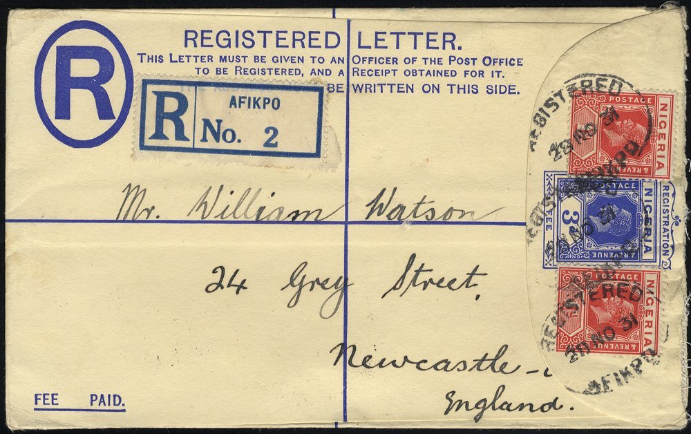 1930-31 Pair Of Reg Covers To UK, 5d Frankings With Scarce Pmks Of Numan And Damaturu With Reg Labels Named In Red M/s,  - Sonstige & Ohne Zuordnung