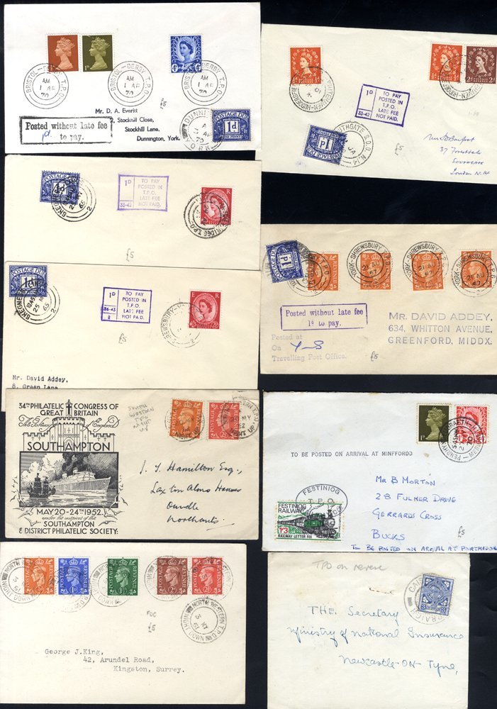 KGVI-QEII Covers & Cards With Various TPO Cancellations, Some With Dues For Unpaid Late Fees; Also Two Modern Railway Le - Sonstige & Ohne Zuordnung