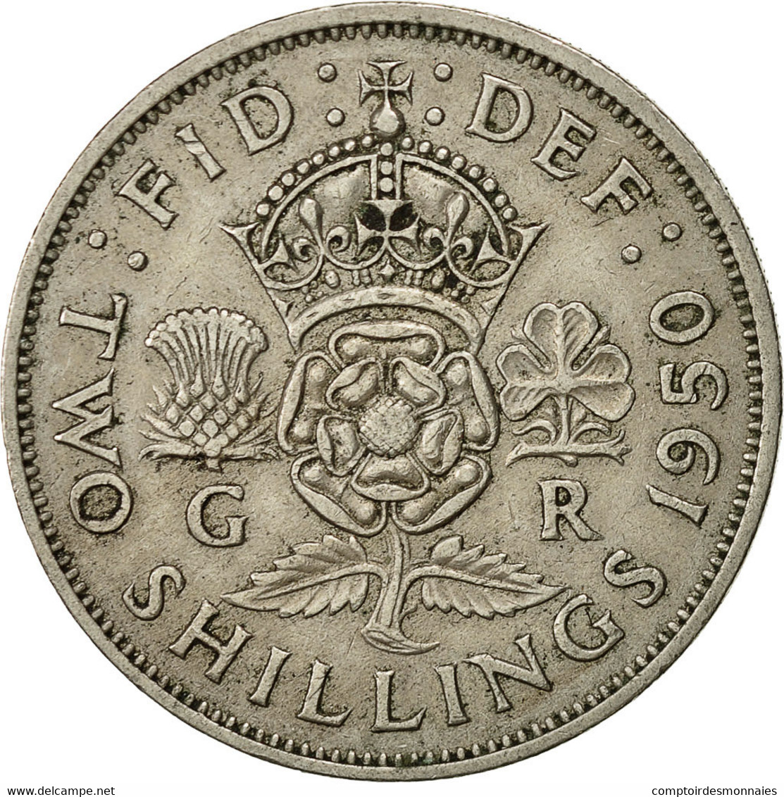 Monnaie, Grande-Bretagne, George VI, Florin, Two Shillings, 1950, TTB - J. 1 Florin / 2 Schillings