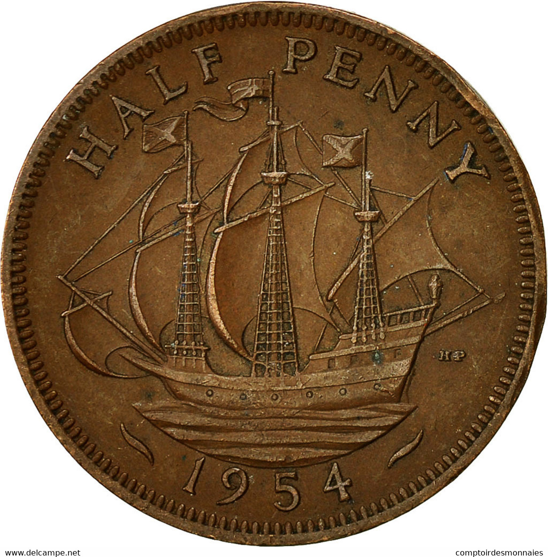 Monnaie, Grande-Bretagne, Elizabeth II, 1/2 Penny, 1954, TB+, Bronze, KM:896 - C. 1/2 Penny