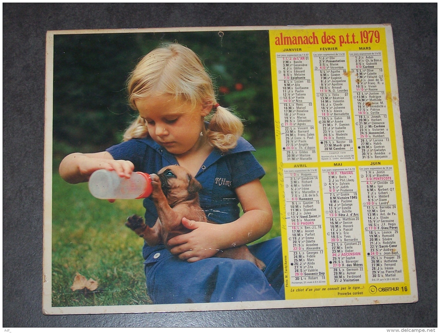 1979 ALMANACH CALENDRIER DES P.T.T, PTT, POSTE, OBERTHUR, MARNE 51 - Groot Formaat: 1971-80